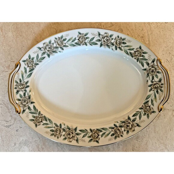 Vintage NORITAKE Serving Platter 11 3/4” White and Yellow Roses 1950s Alameda - Picture 1 of 4